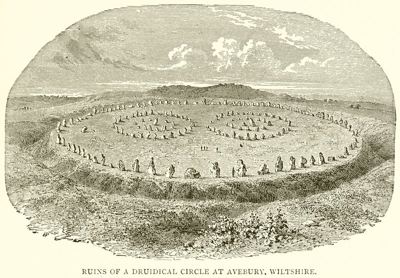 Ruinerne af en Druidical Circle ved Avebury, Wiltshire af English School