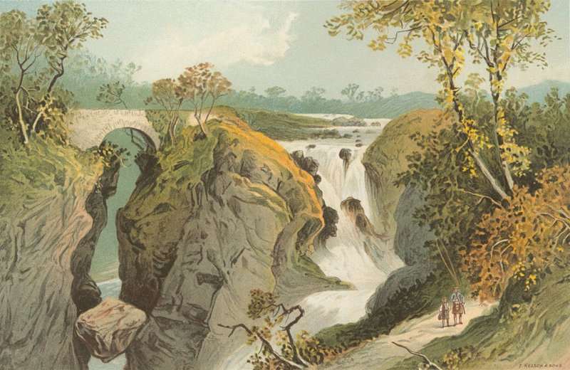 Rumbling Bridge og Falls of the Braan - nær Dunkeld af English School