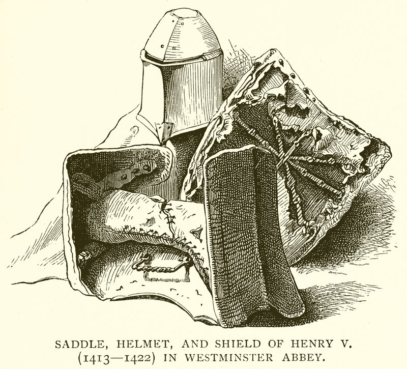 Sadel, hjelm og skjold af Henry V (1413--1422) i Westminster Abbey af English School