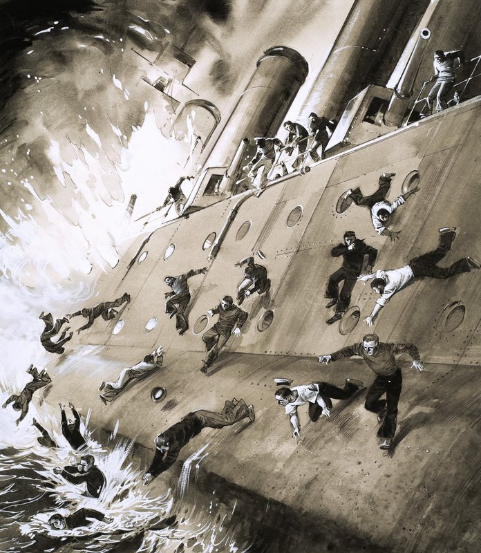 Sømænd undslap HMS Natal, der brød i brand i Cromarty Firth i 1915 af English School