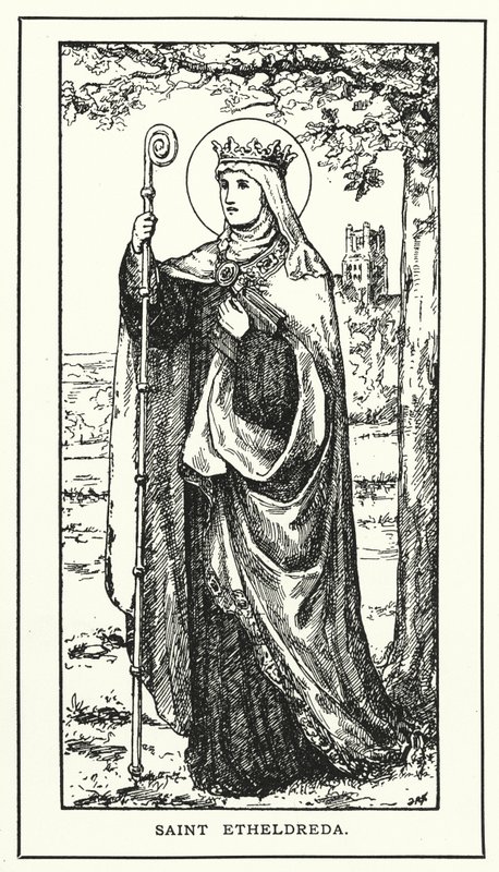 Saint Etheldreda (engraving) af English School