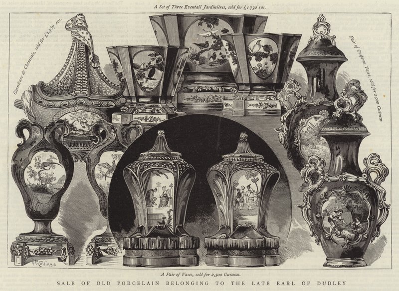 Salg af gammelt porcelæn tilhørende den afdøde jarl af Dudley (gravering) af English School