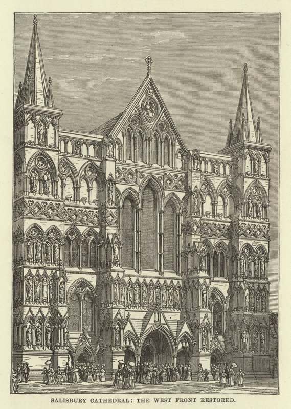Salisbury Cathedral, vestfronten restaureret af English School
