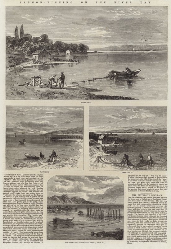Laksefiskeri ved floden Tay af English School