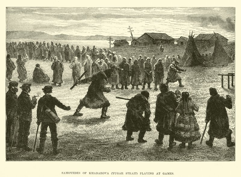 Samoyedes of Khabarova (Yugar Strait) playing at games  af English School