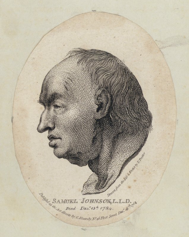 Samuel Johnson, engelsk forfatter og leksikograf (radering) af English School