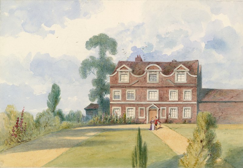 Sandford Manor House, Fulham, London, tidligere bolig for Nell Gwynne (wc på papir) af English School