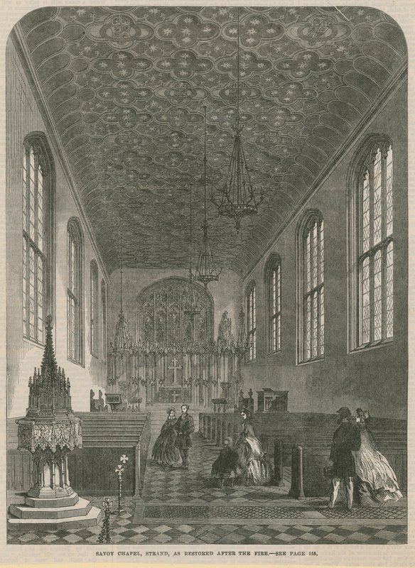 Savoy Kapel, Strand, som restaureret efter branden af English School