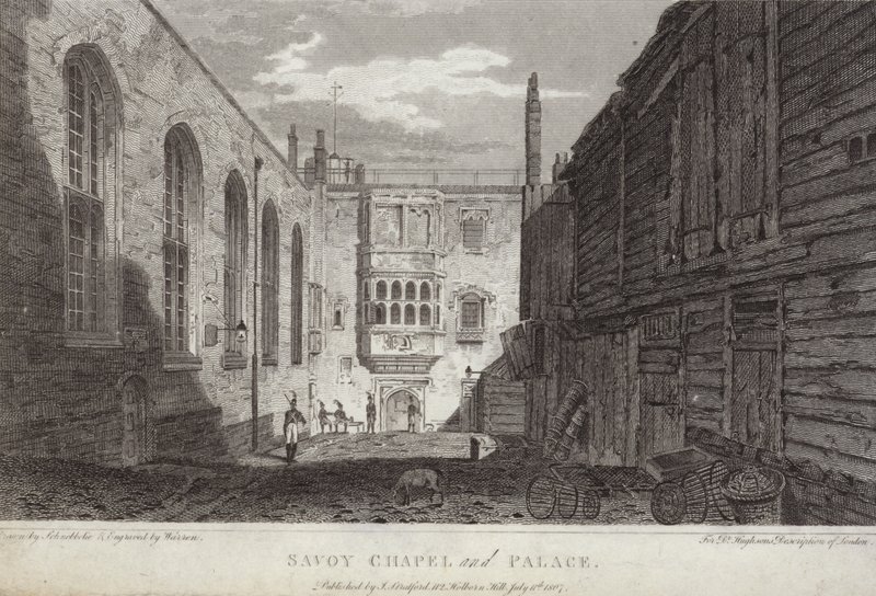 Savoy Chapel and Palace, London, 1807 af English School