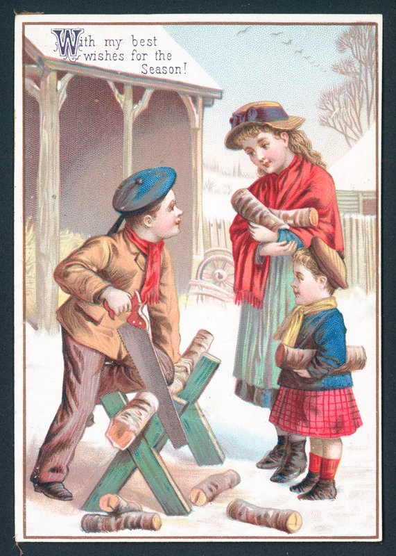 Opsavede træ, julekort af English School