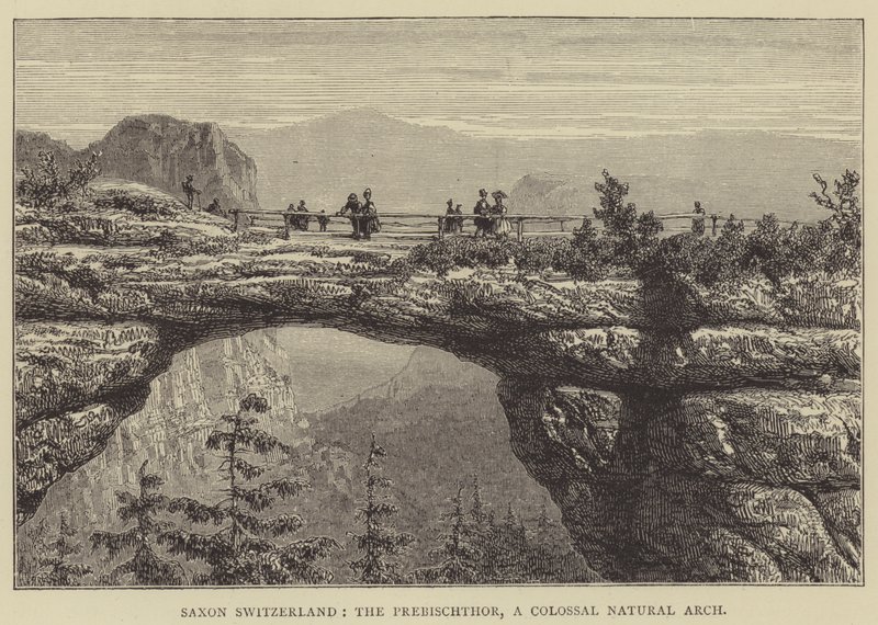Saksisk Schweiz, The Prebischthor, A Colossal Natural Arch (gravering) af English School