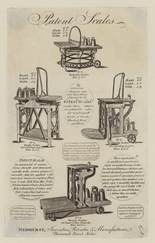 Vægtmager, Medhurst, handelskort af English School