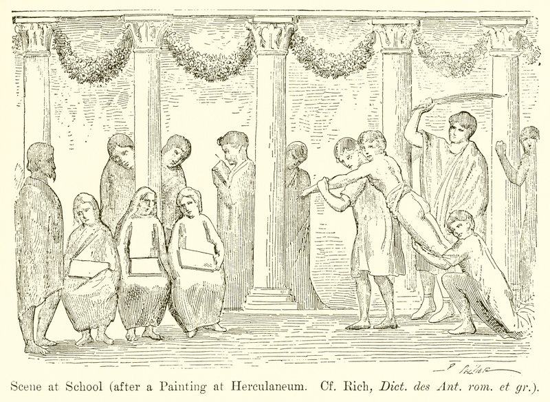 Scene i skolen (efter et maleri på Herculaneum. Jf. Rich, Dict. des Ant. rom. et gr.) af English School