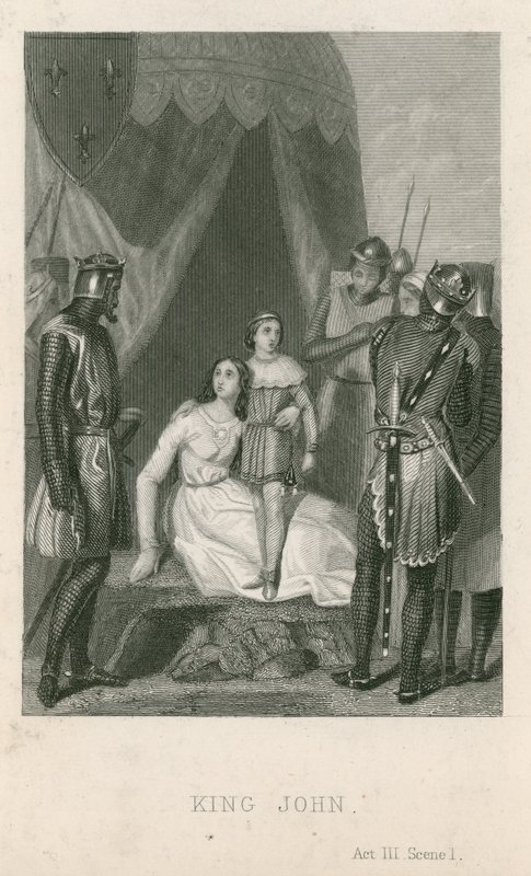Scene fra King John af William Shakespeare af English School