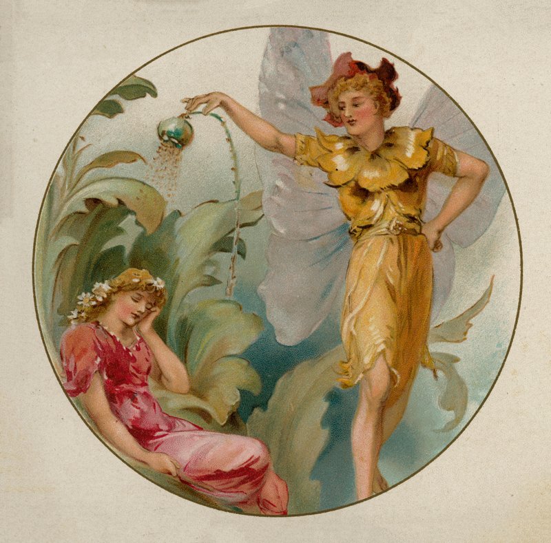 Scene fra Shakespeares En skærsommernatsdrøm (chromolitho) af English School