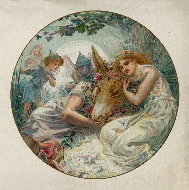 Scene fra Shakespeares En skærsommernatsdrøm (chromolitho) af English School
