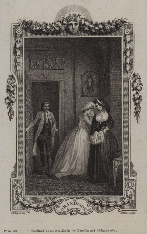 Scene fra The History of Sir Charles Grandison, af Samuel Richardson af English School