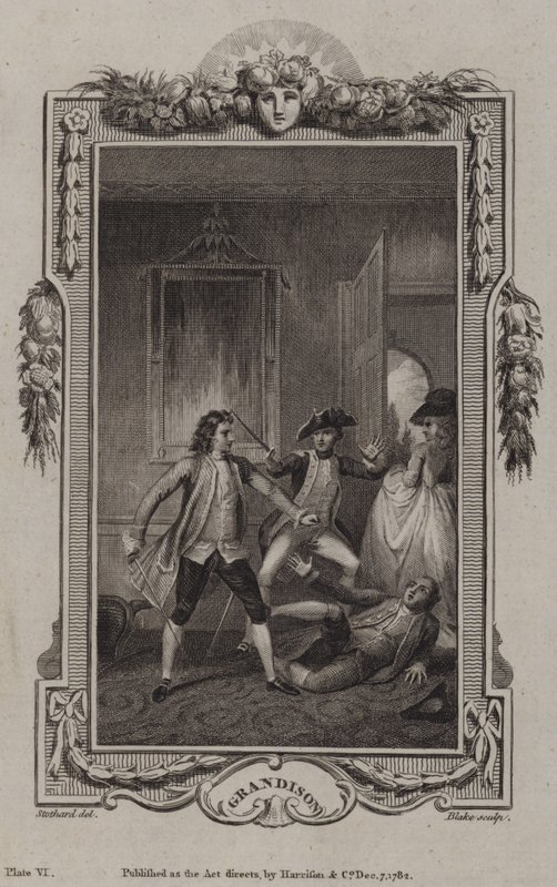 Scene fra The History of Sir Charles Grandison, af Samuel Richardson af English School