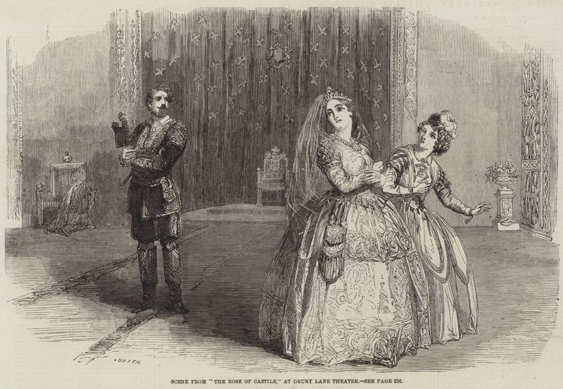 Scene fra "The Rose of Castilla," på Drury Lane Theatre (gravering) af English School