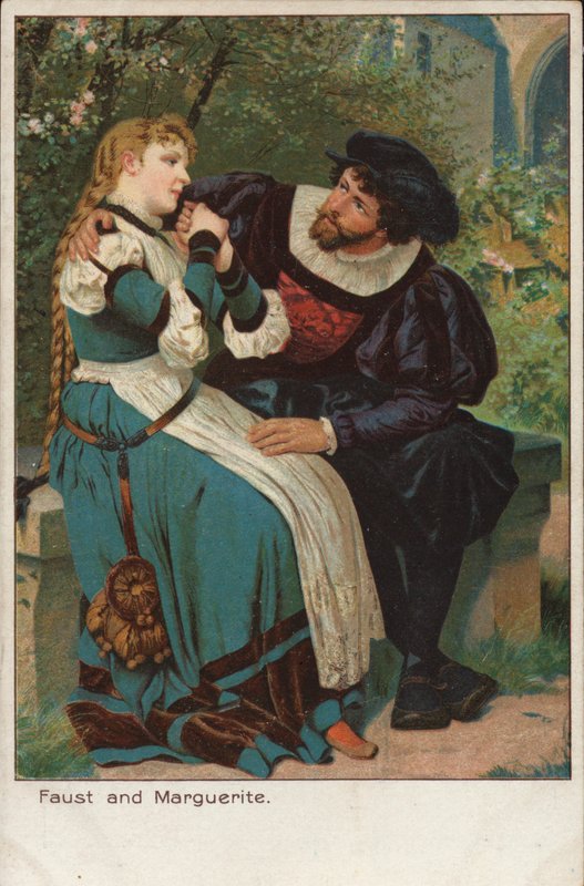Scene fra operaen Faust af den franske komponist Charles Gounod (chromolitho) af English School