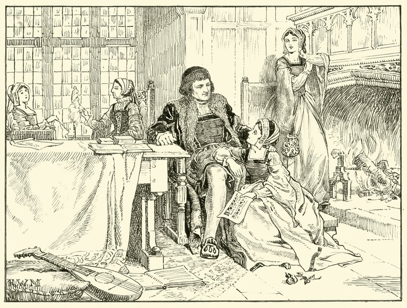 Scene i Mores Chelsea Home (blæk på papir) af English School