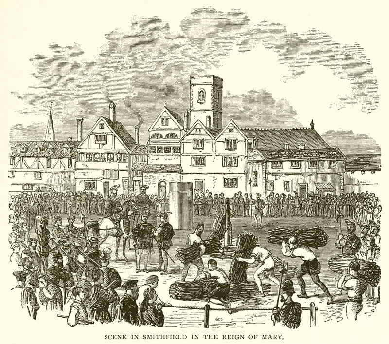 Scene i Smithfield i Reign of Mary af English School