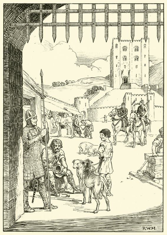 Scene i en borggård (blæk på papir) af English School