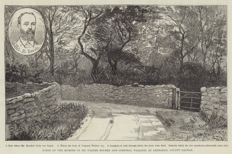 Scene of the Murder of Mr Walter Bourke and Corporal Wallace, at Ardrahan, County Galwaydani af English School