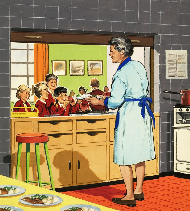 Skole middag dame af English School