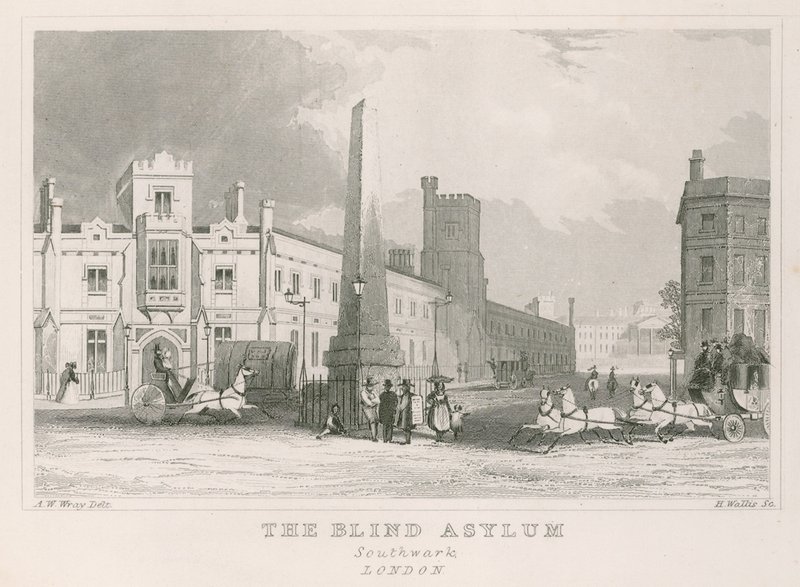 School for Indigent Blind og Bethlehem Hospital, St Georges Field, Southwark af English School