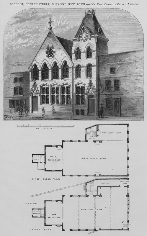Skoler, Church-Street, Mile-End New Town (gravering) af English School