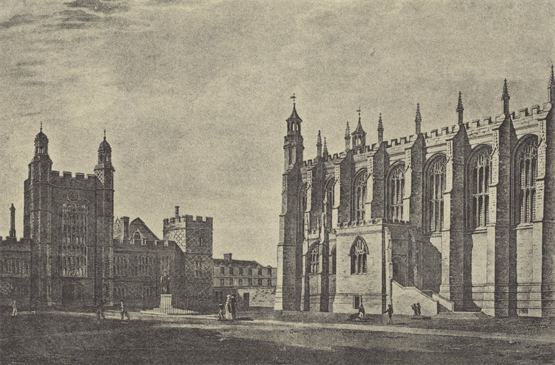 Skolegård i 1814 (gravure) af English School