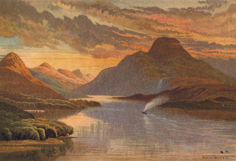 Skotland, Loch Lomond (farve litho) af English School