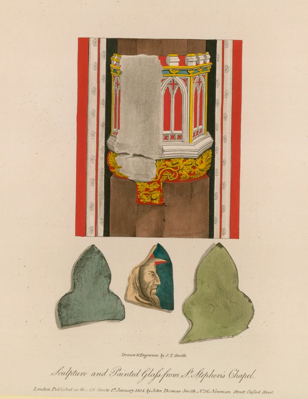 Skulptur og malet glas fra St Stephen