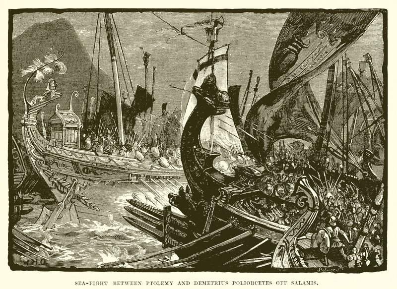 Søkamp mellem Ptolemæus og Demetrius Poliorcetes ud for Salamis af English School