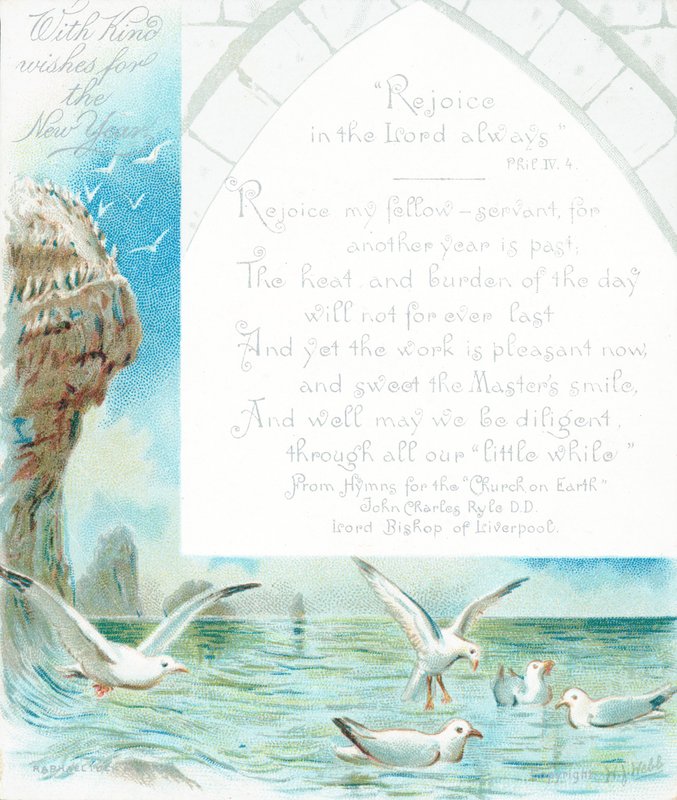 Måger ved havet, nytårskort af English School