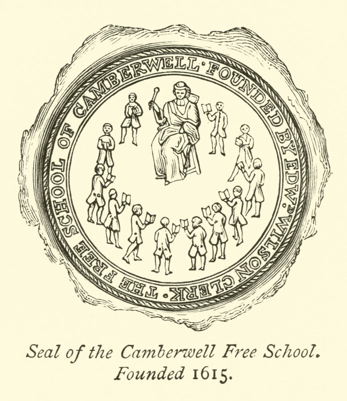 Seal of the Camberwell Free School, Founded 1615  af English School