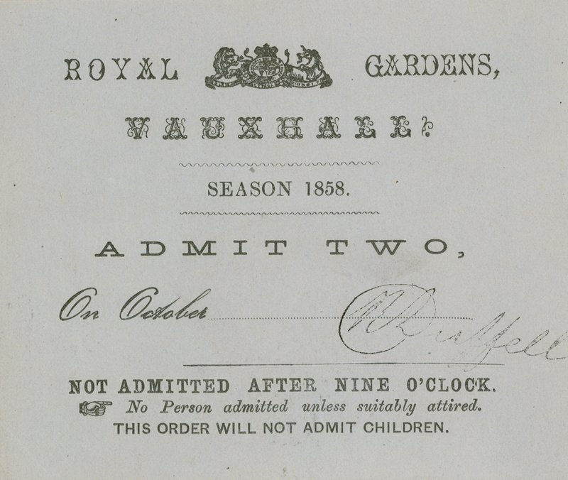 Sæsonkort, Vauxhall Gardens, London af English School