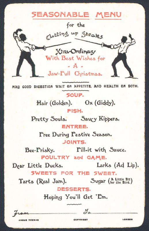 Sæsonvenlig menu, julekort af English School