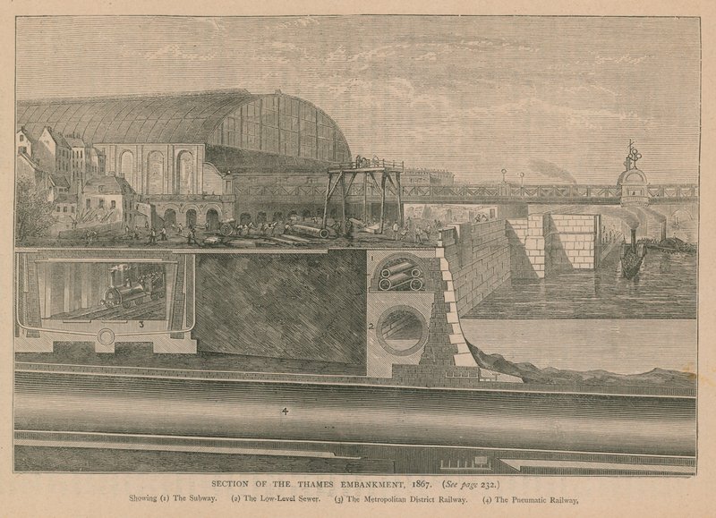 Sektion af Themsen Embankment, 1867 af English School