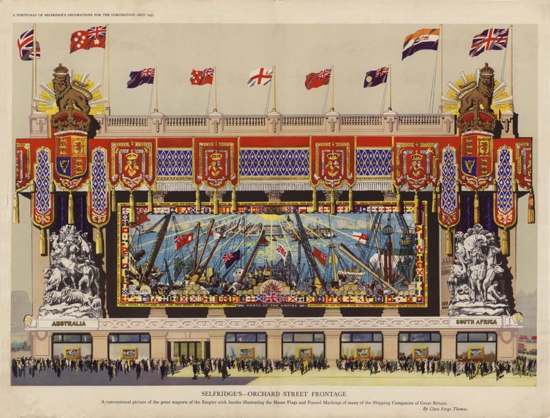 Selfridges Decorations for the Coronation, May 1937 dani af English School
