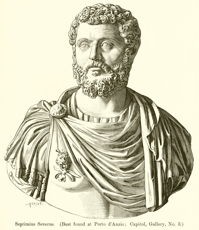 Septimius Severus. (Byste fundet ved Porto dAnzio; Capitol, Galleri, nr. 3) af English School