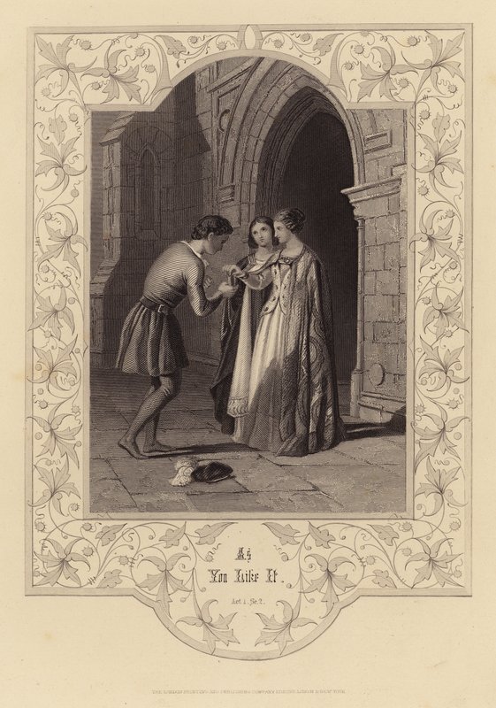 Shakespeare: As You Like It, Act 1, Scene 2 (kobberstik) af English School