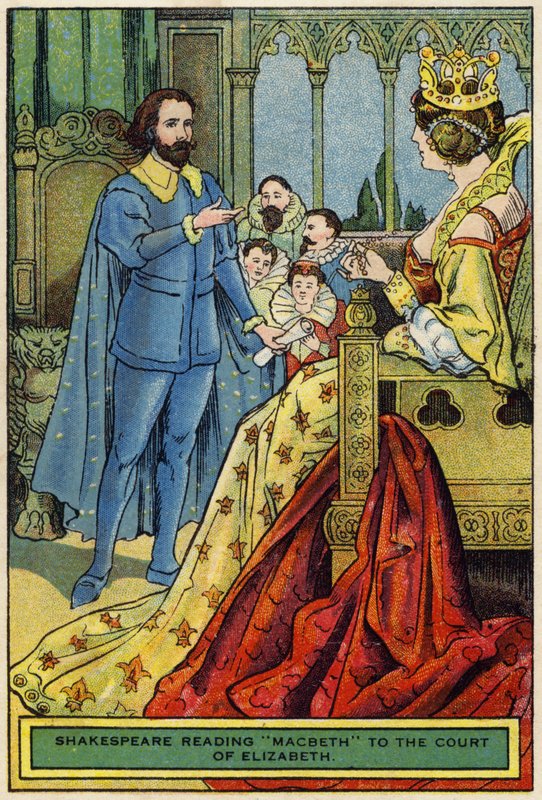 Shakespeare læser Macbeth for Elizabeths hof af English School