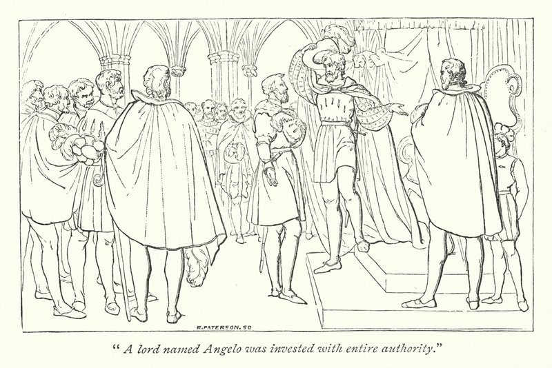 Shakespeares mål for mål; Angelo investeret med hertuglig autoritet (gravering) af English School