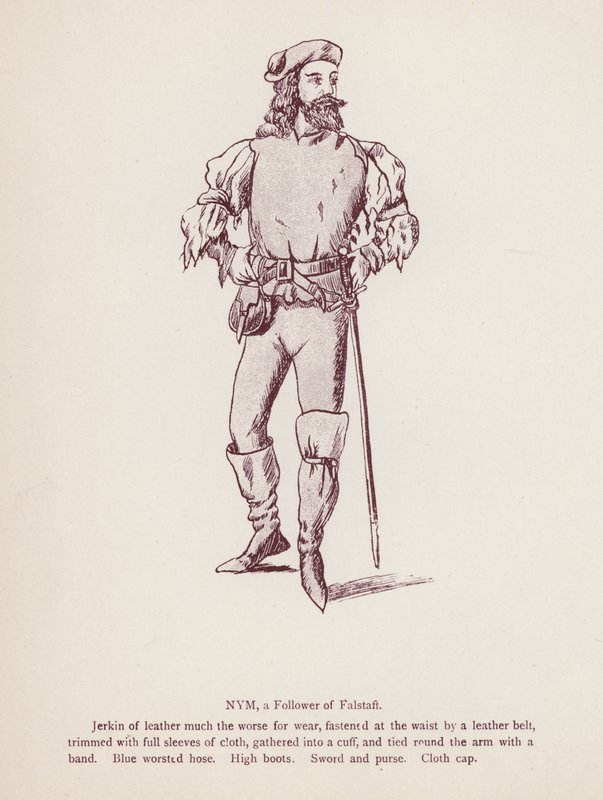 Shakespeares The Merry Wives of Windsor: Nym, a Follower of Falstaff (litho) af English School