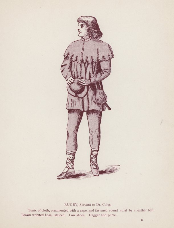 Shakespeares The Merry Wives of Windsor: Rugby, Servant to Dr Caius (litho) af English School