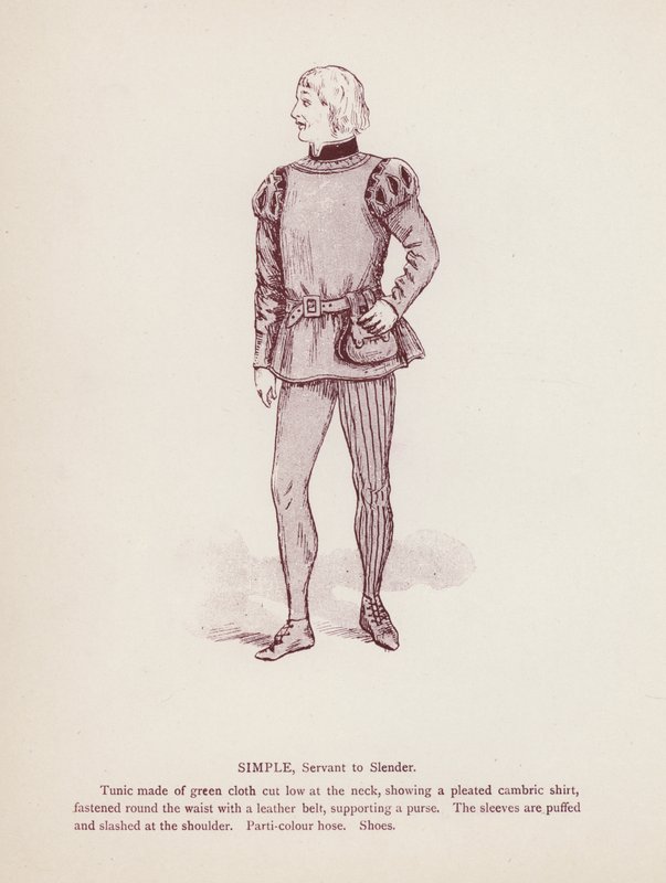 Shakespeares The Merry Wives of Windsor: Simple, Servant to Slender (litho) af English School