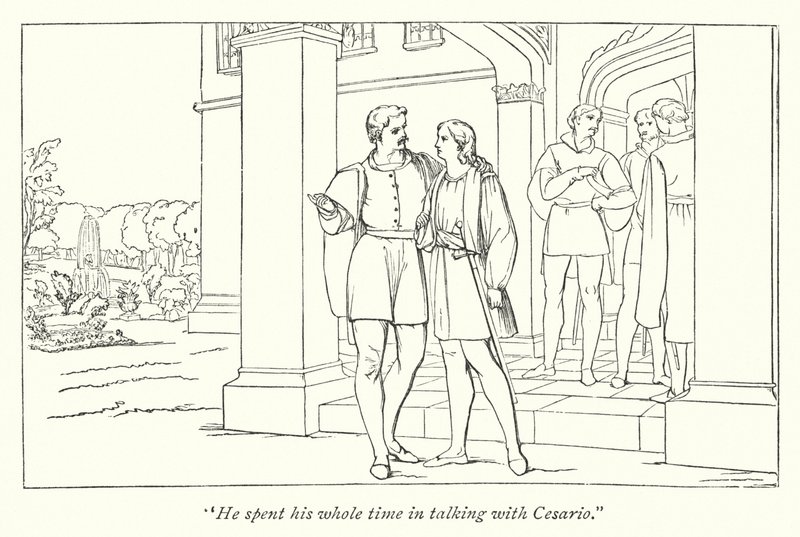 Shakespeares tolvte nat; Orsino sender Viola til Olivia (gravering) af English School