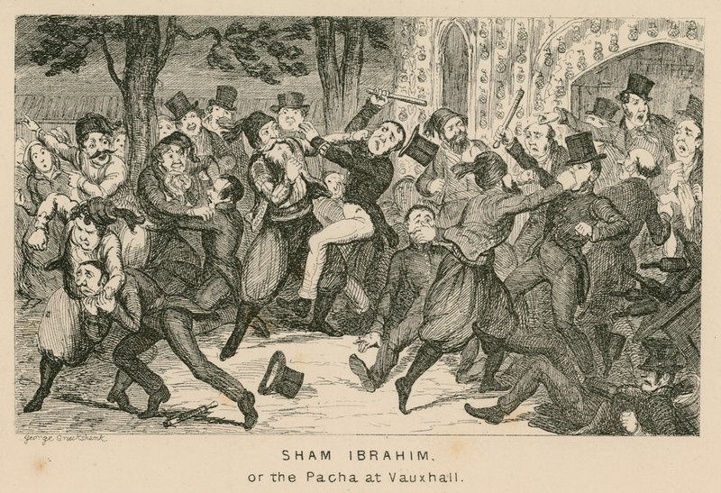 Sham Ibrahim eller Pacha i Vauxhall Gardens, London af English School